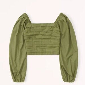 Abercrombie and Fitch Long-Sleeve Ruched Bodice Puff Sleeve Top